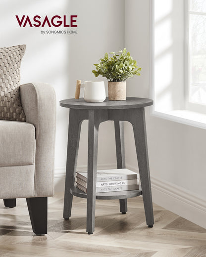 Round End Table with Lower Shelf
