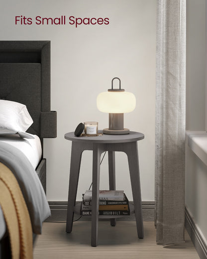 Round End Table with Lower Shelf