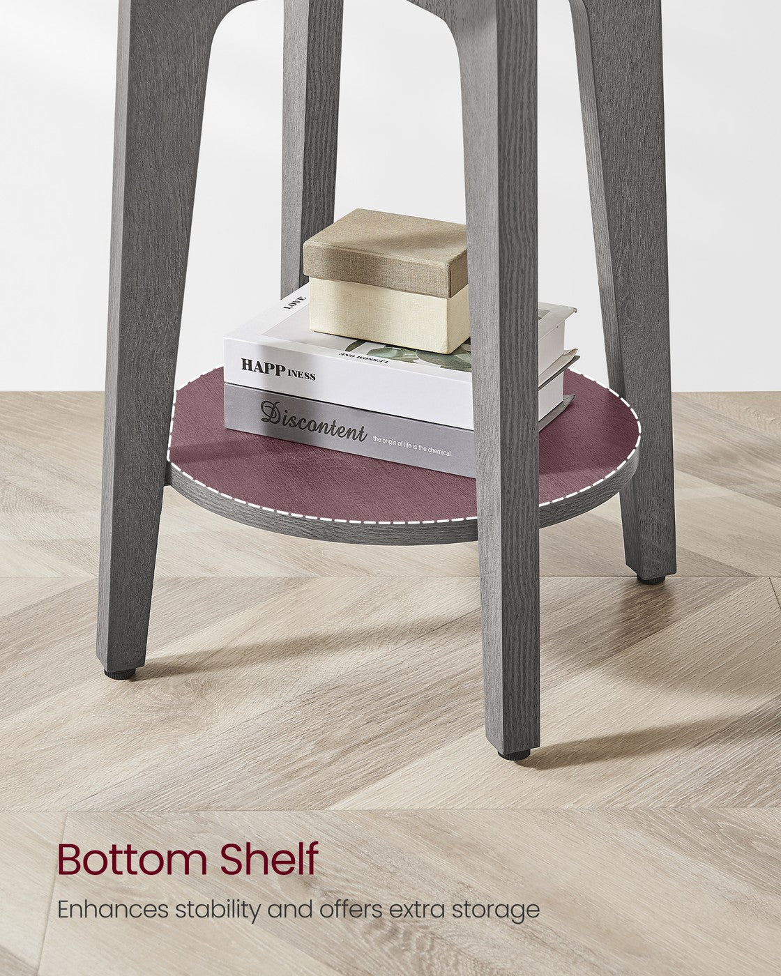 Round End Table with Lower Shelf