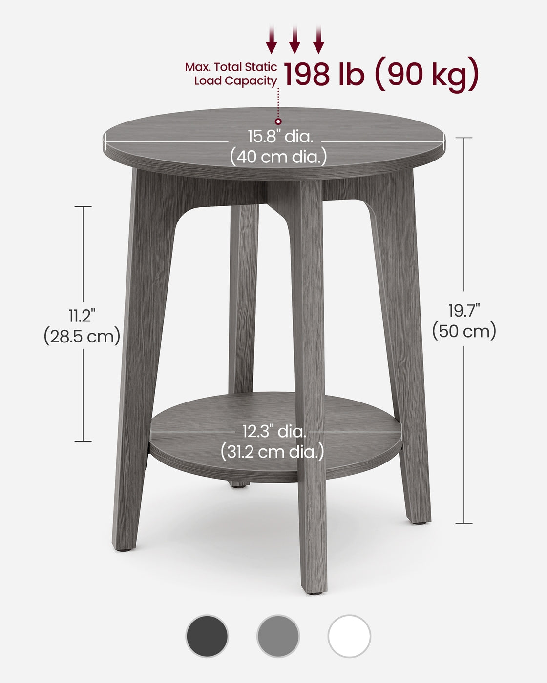 Round End Table with Lower Shelf