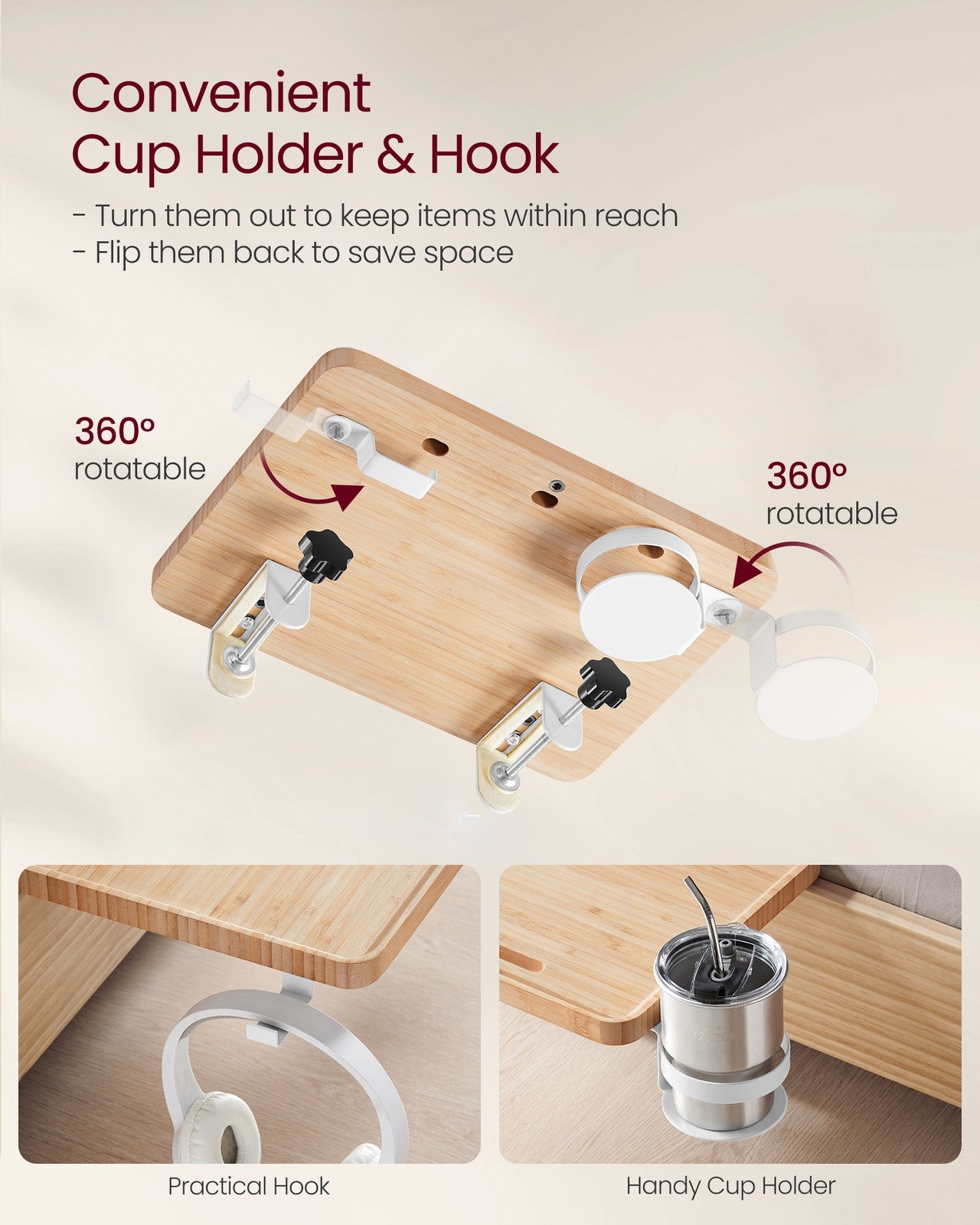 College Dorm Room Essentials Clip On Nightstand Bedside Storage - image 4