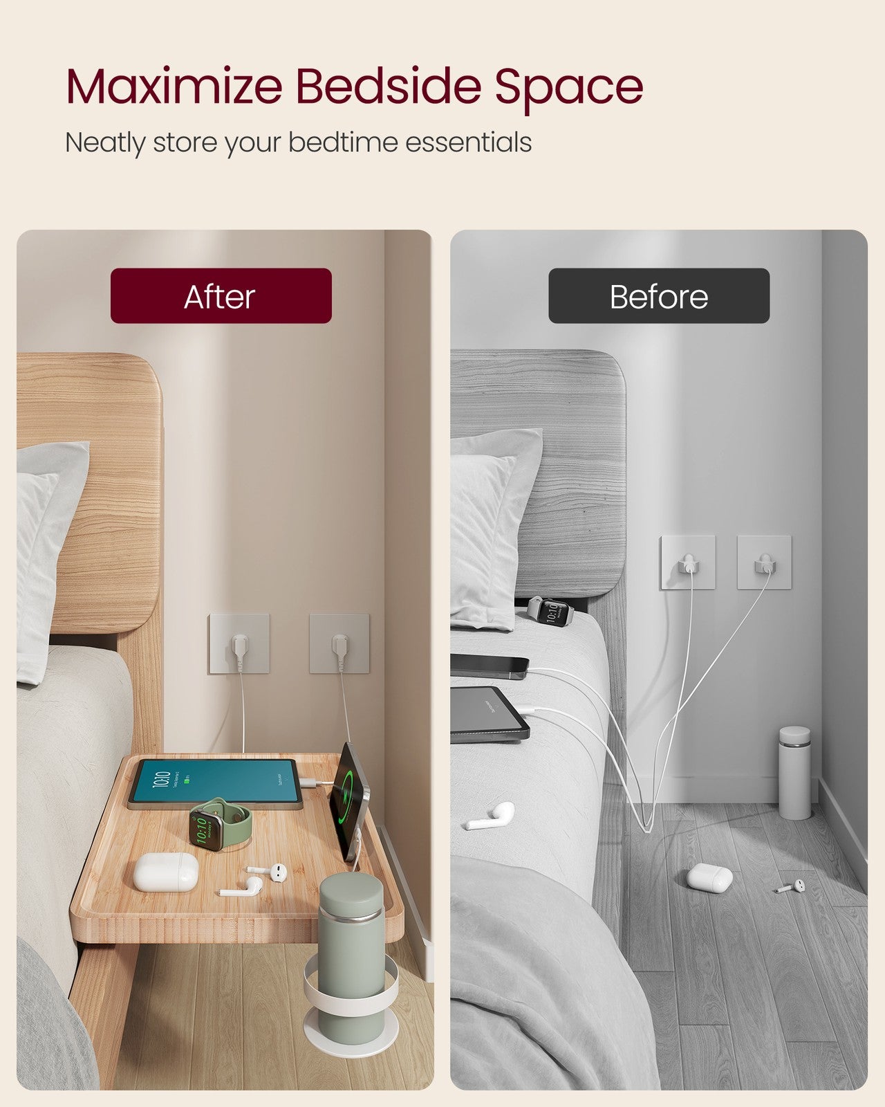 College Dorm Room Essentials Clip On Nightstand Bedside Storage - image 8