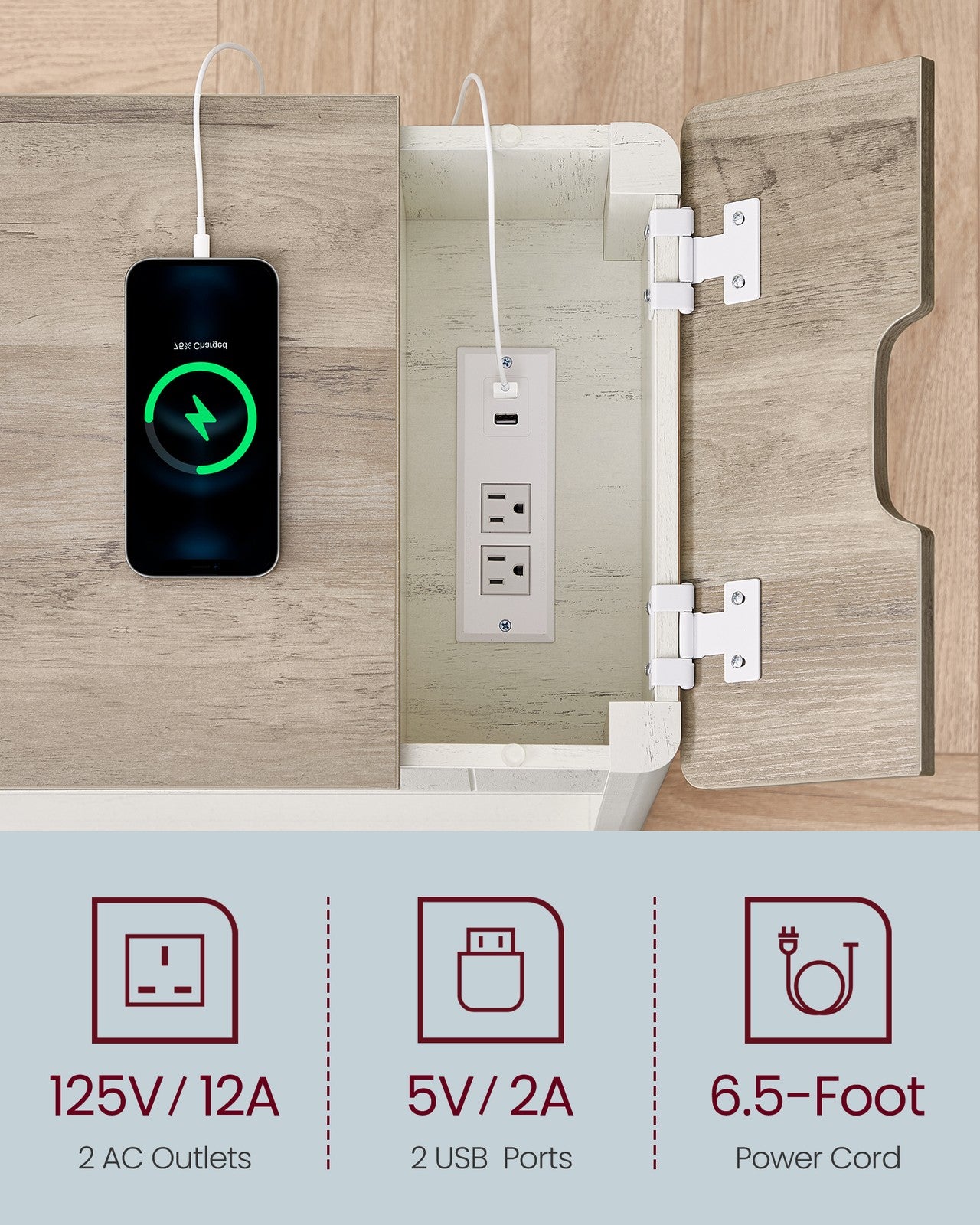 Side Table with Charging Station - image 4
