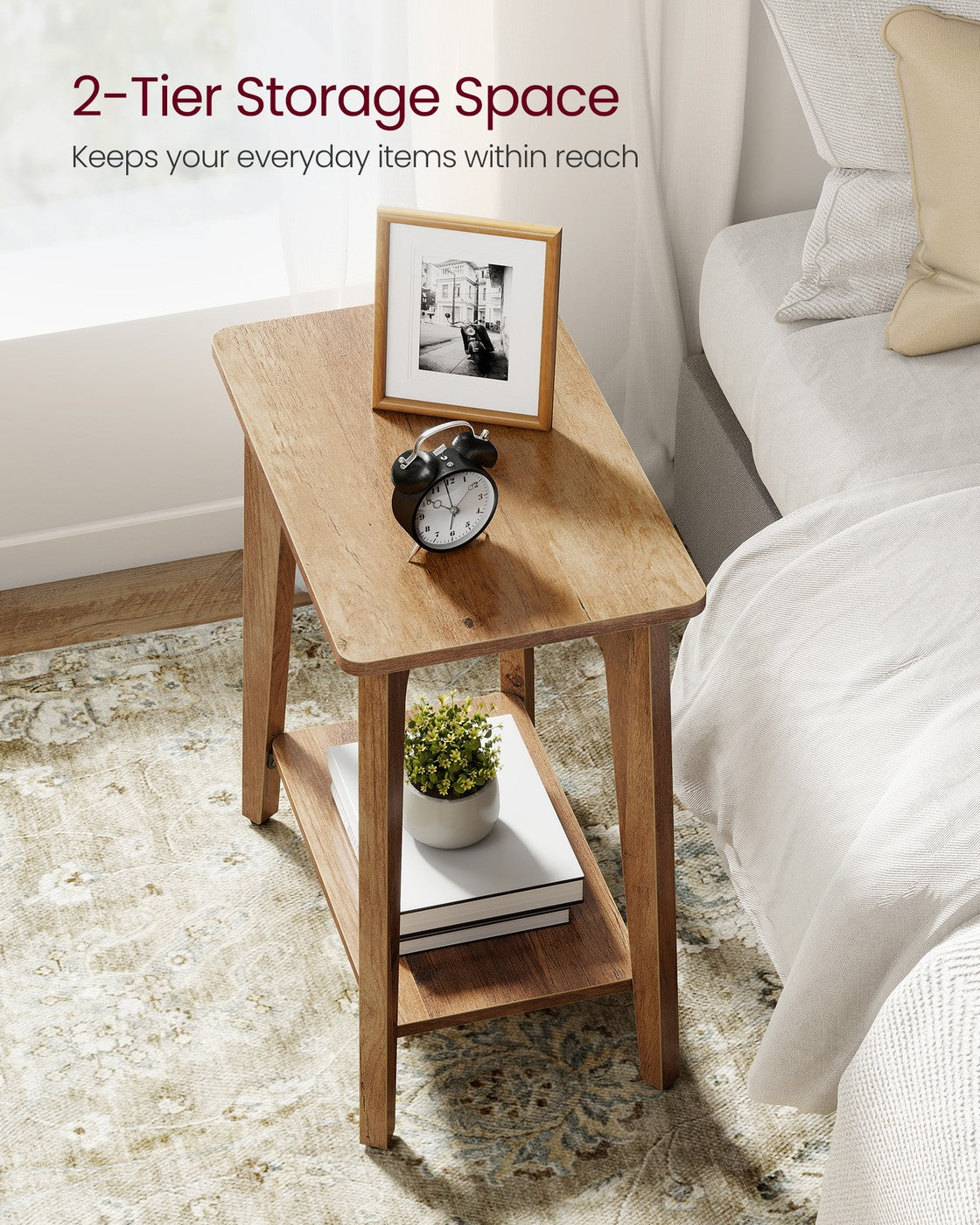 MAEZO Collection - Side Table, 2-Tier Small Rectangular End Table