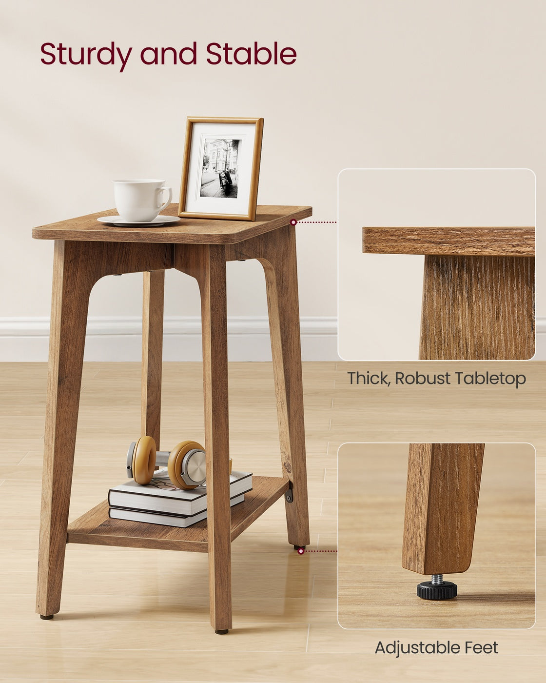 MAEZO Collection - Side Table, 2-Tier Small Rectangular End Table