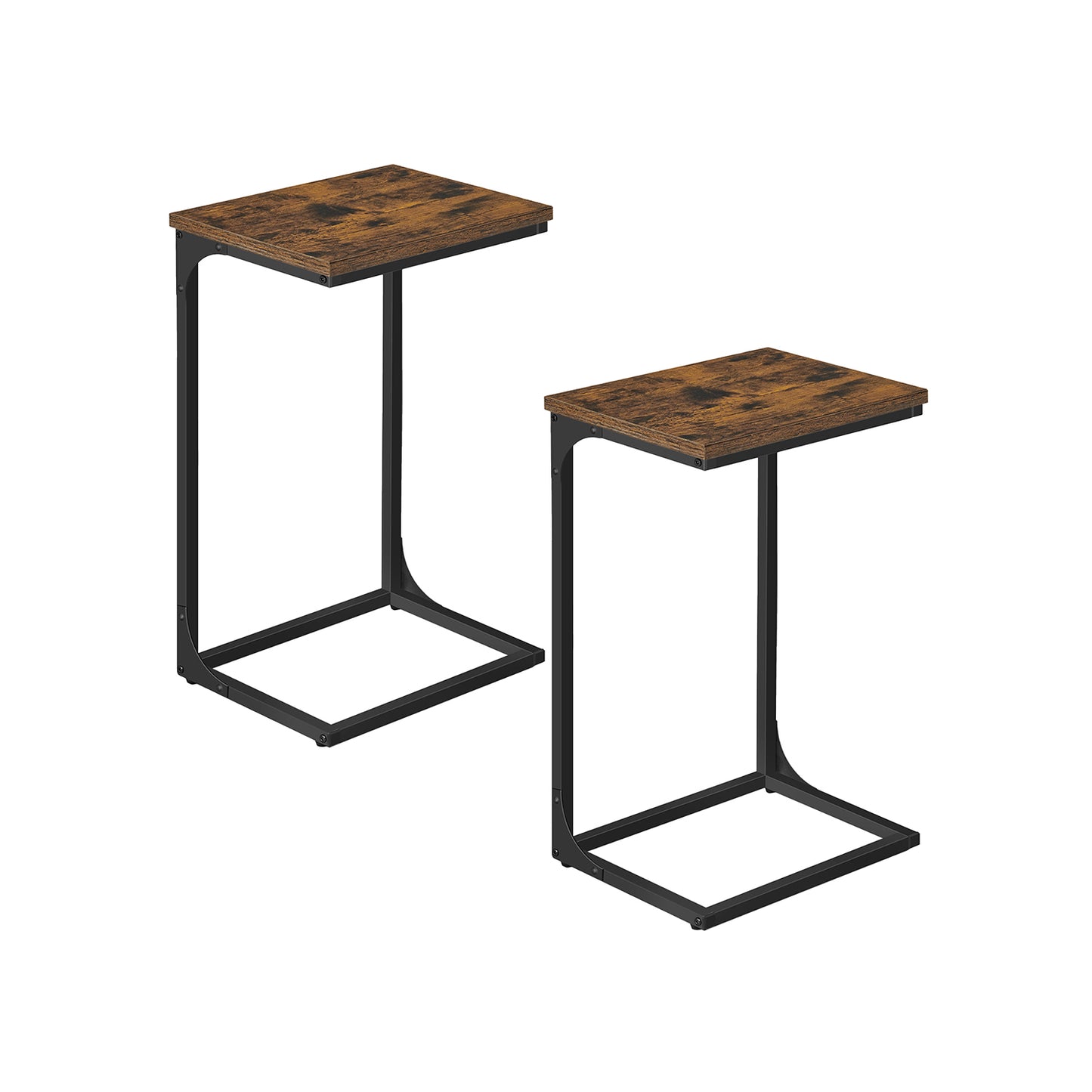 C-Shaped End Table with Metal Frame - HWLEXTRA 