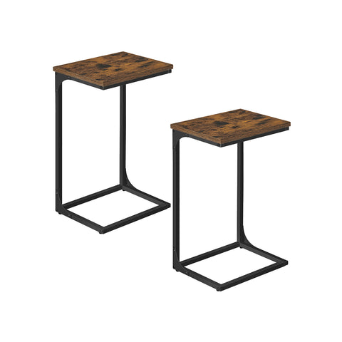 C-Shaped End Table with Metal Frame