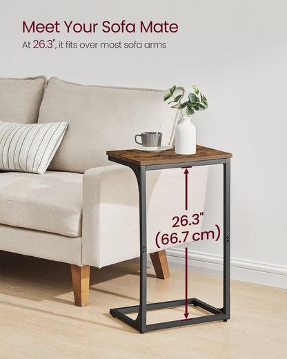 C-Shaped End Table with Metal Frame - HWLEXTRA 