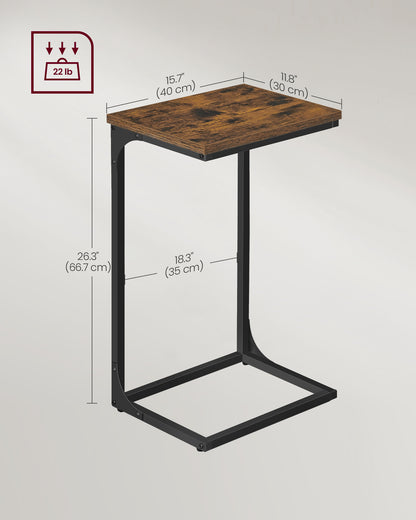 C-Shaped End Table with Metal Frame - HWLEXTRA 