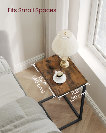 C-Shaped End Table with Metal Frame - HWLEXTRA 