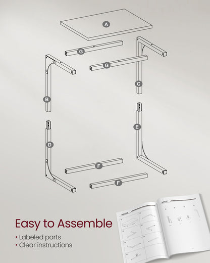 C-Shaped End Table with Metal Frame - HWLEXTRA 