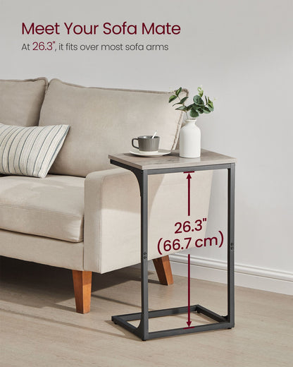 C-Shaped End Table with Metal Frame - HWLEXTRA 