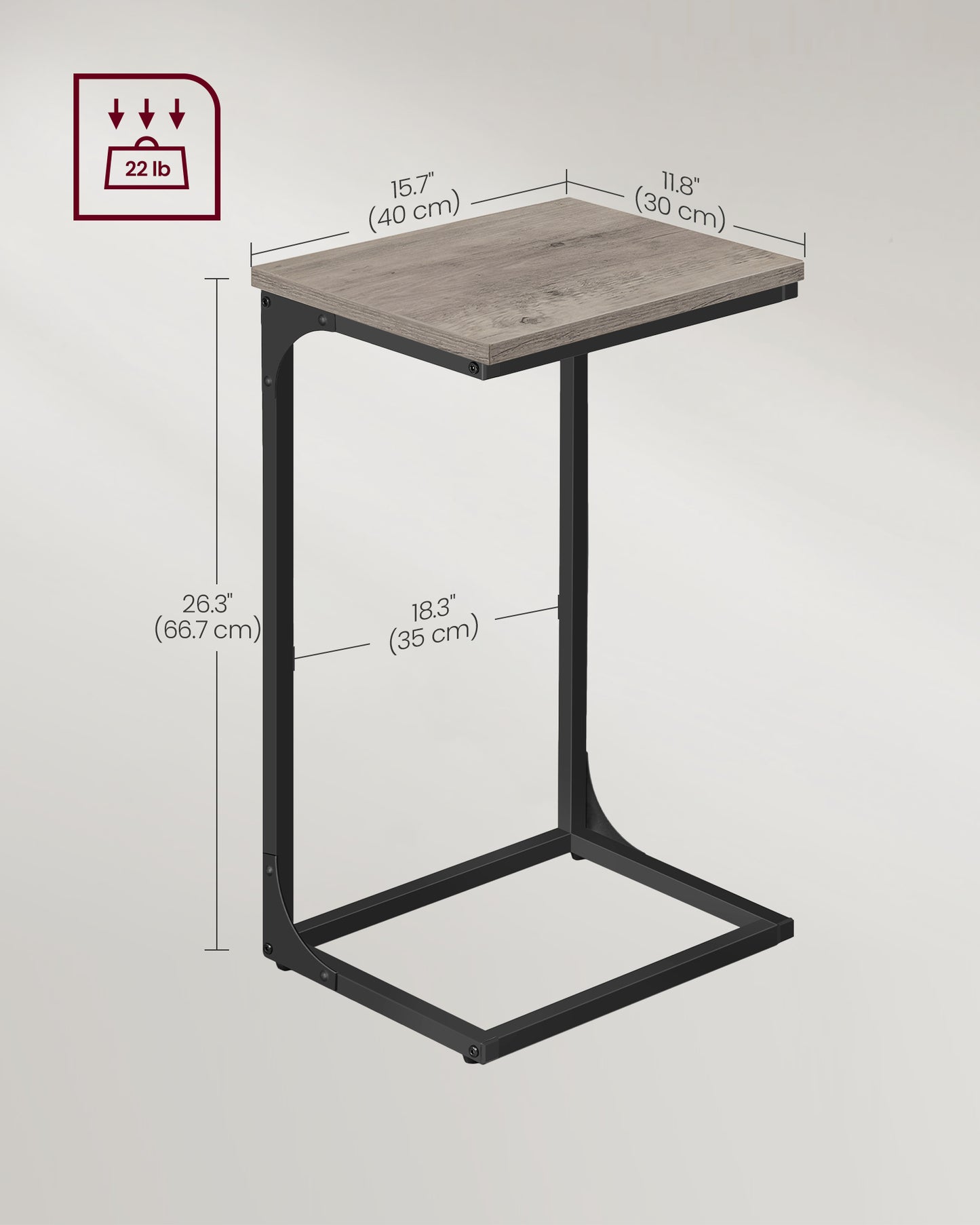 C-Shaped End Table with Metal Frame - HWLEXTRA 