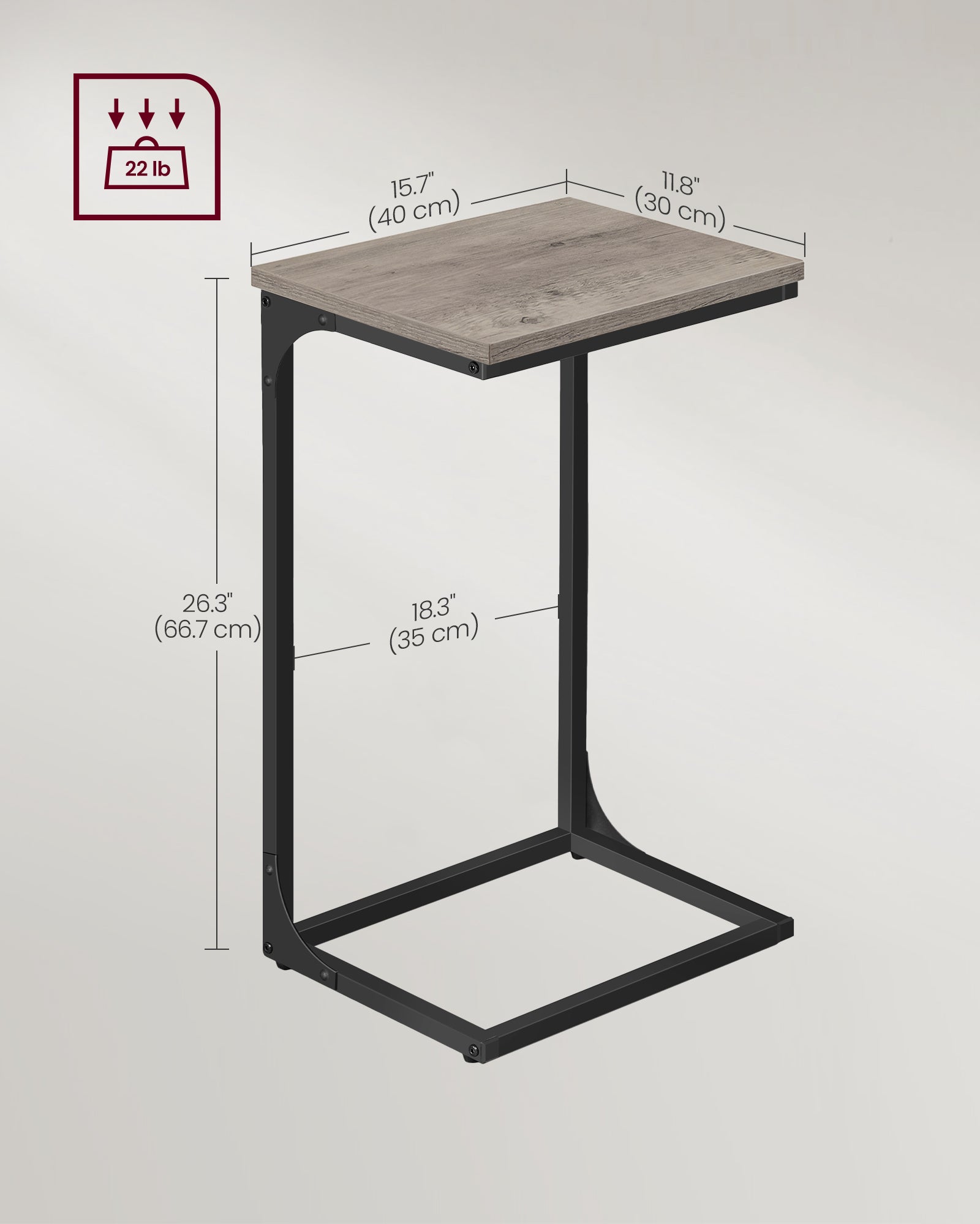 C-Shaped End Table with Metal Frame - HWLEXTRA 