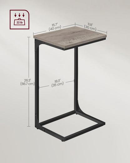 C-Shaped End Table with Metal Frame - HWLEXTRA 