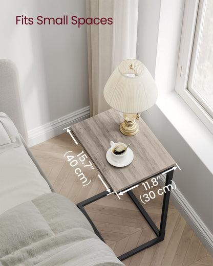 C-Shaped End Table with Metal Frame - HWLEXTRA 