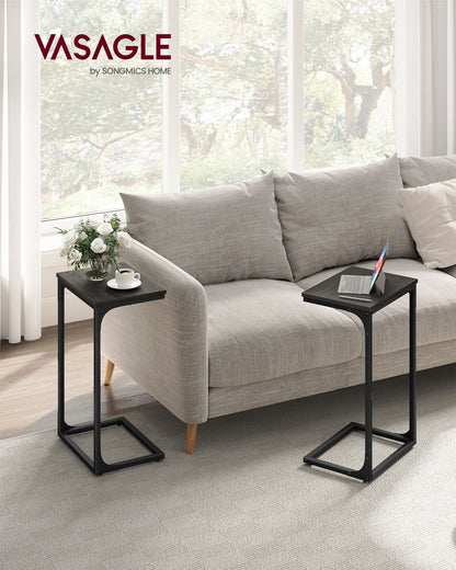 C-Shaped End Table with Metal Frame - HWLEXTRA 