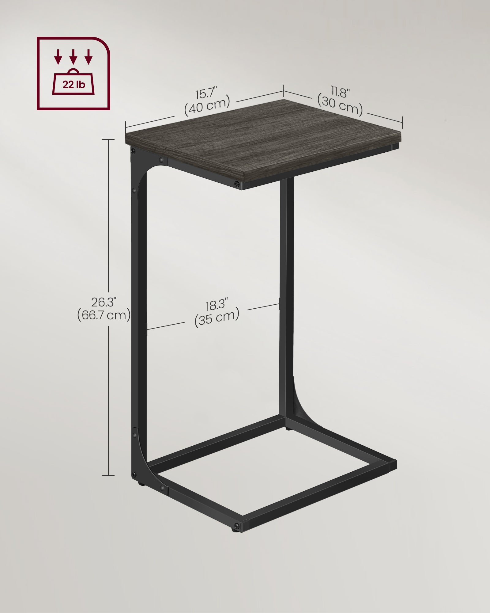C-Shaped End Table with Metal Frame - HWLEXTRA 