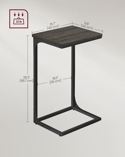 C-Shaped End Table with Metal Frame - HWLEXTRA 