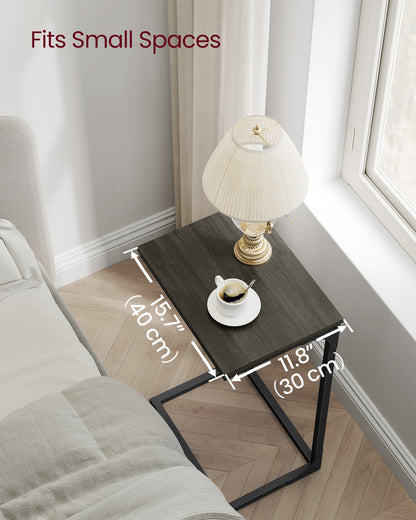 C-Shaped End Table with Metal Frame