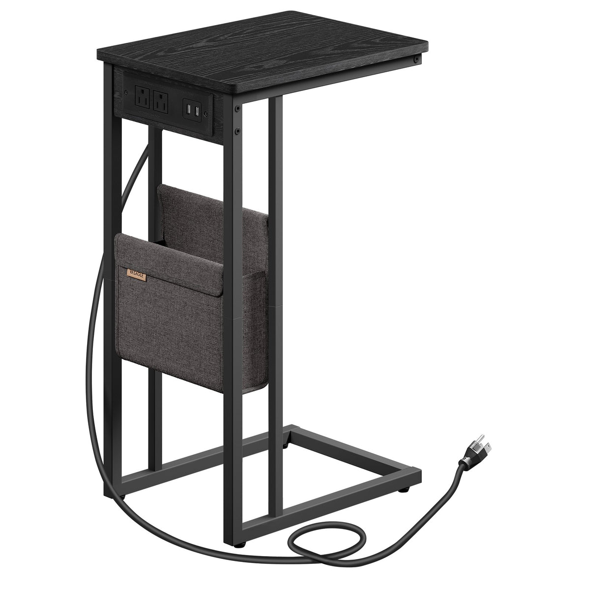 C-Shaped Side Table with Charging Station