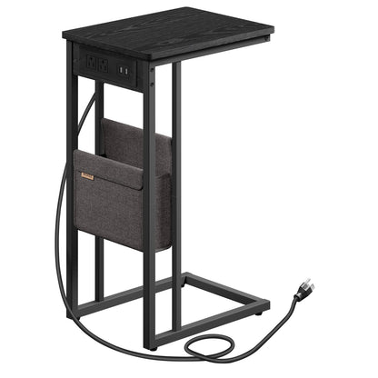 C-Shaped Side Table with Charging Station
