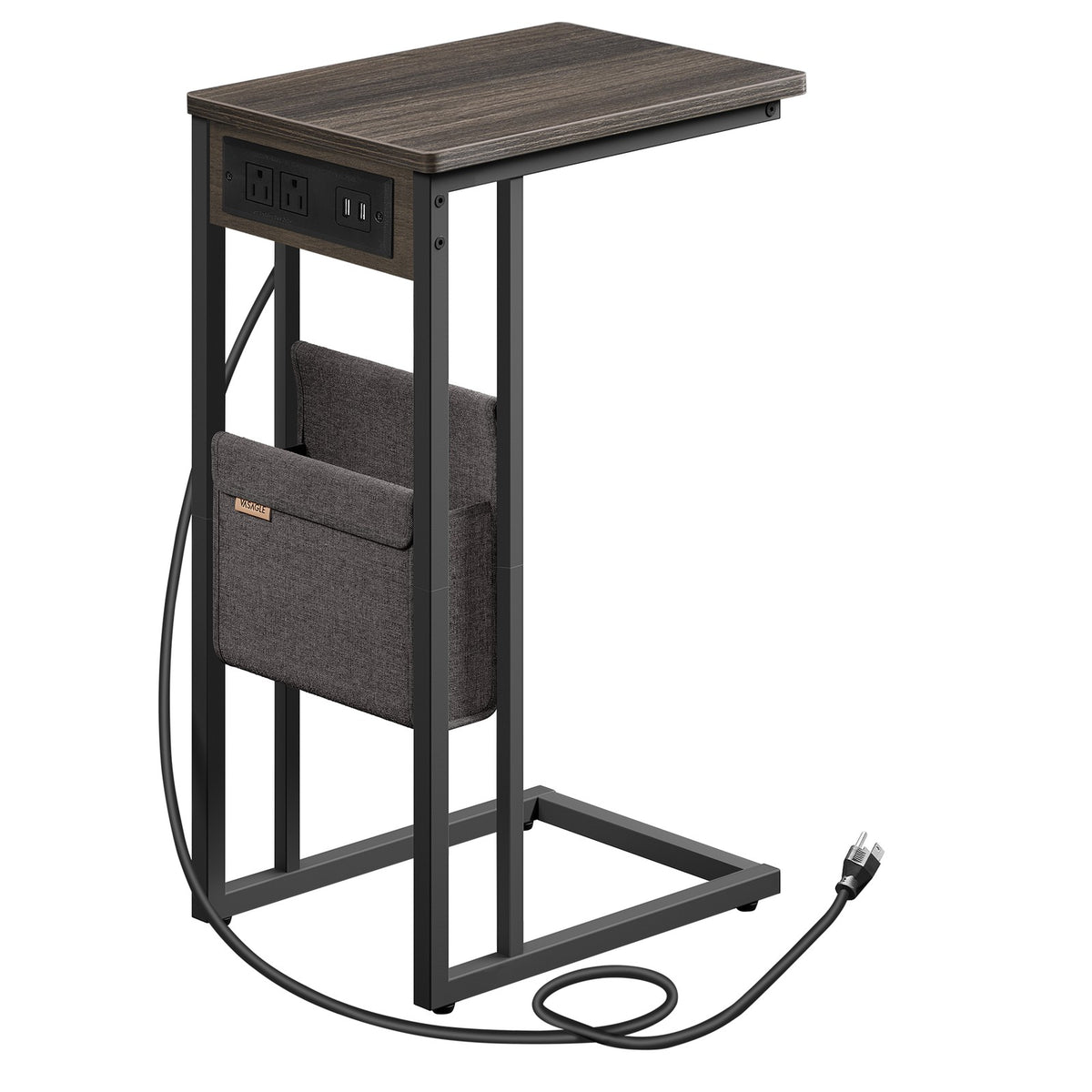C-Shaped Side Table with Charging Station