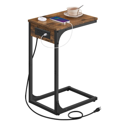 C-Shaped Side Table with Charging Station