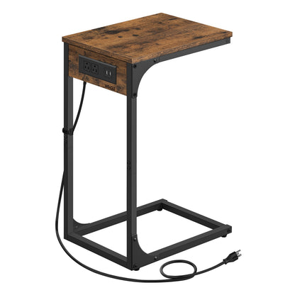 C-Shaped Side Table with Charging Station