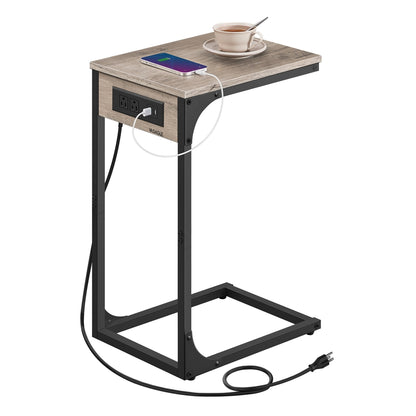 C-Shaped Side Table with Charging Station