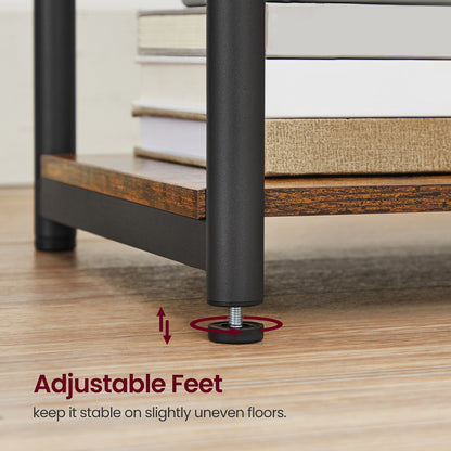Side Tables with Charging Station, Set of 2 End Tables with USB Ports and Outlets, Nightstands for Living Room, Bedroom, Plug-in Series, Rustic Brown and Black