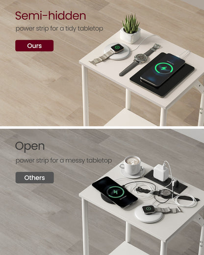 Set of 2 End Table with Charging Station
