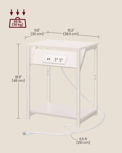 Set of 2 End Table with Charging Station
