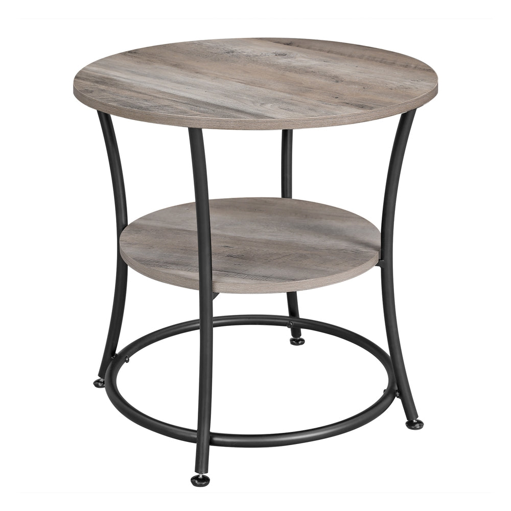 Side Table | Round End Table with Shelves