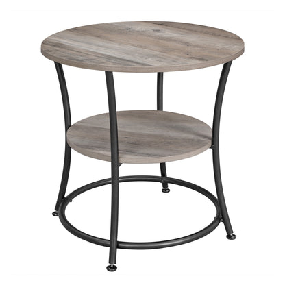 Side Table | Round End Table with Shelves