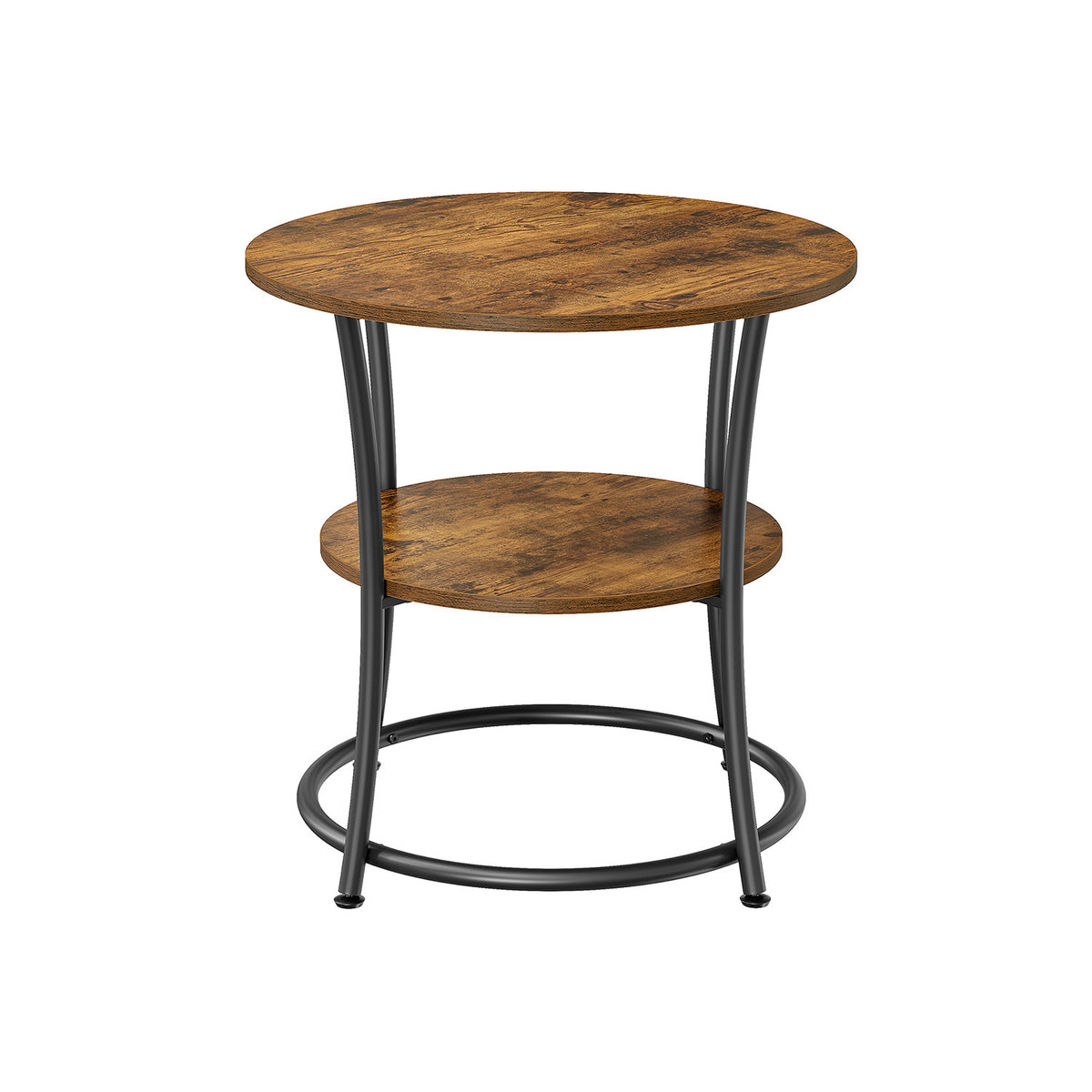 Side Table | Round End Table with Shelves