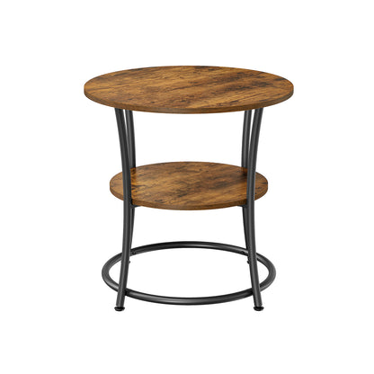 Side Table | Round End Table with Shelves