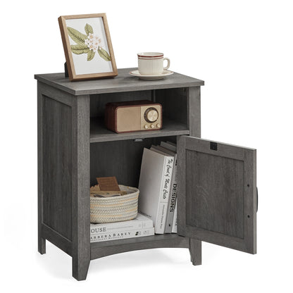 Farmhouse Nightstand with Barn Door - Misty Gray / 1