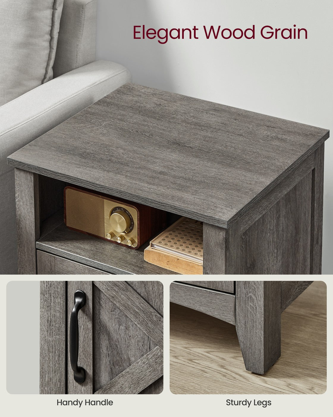 Farmhouse Nightstand with Barn Door