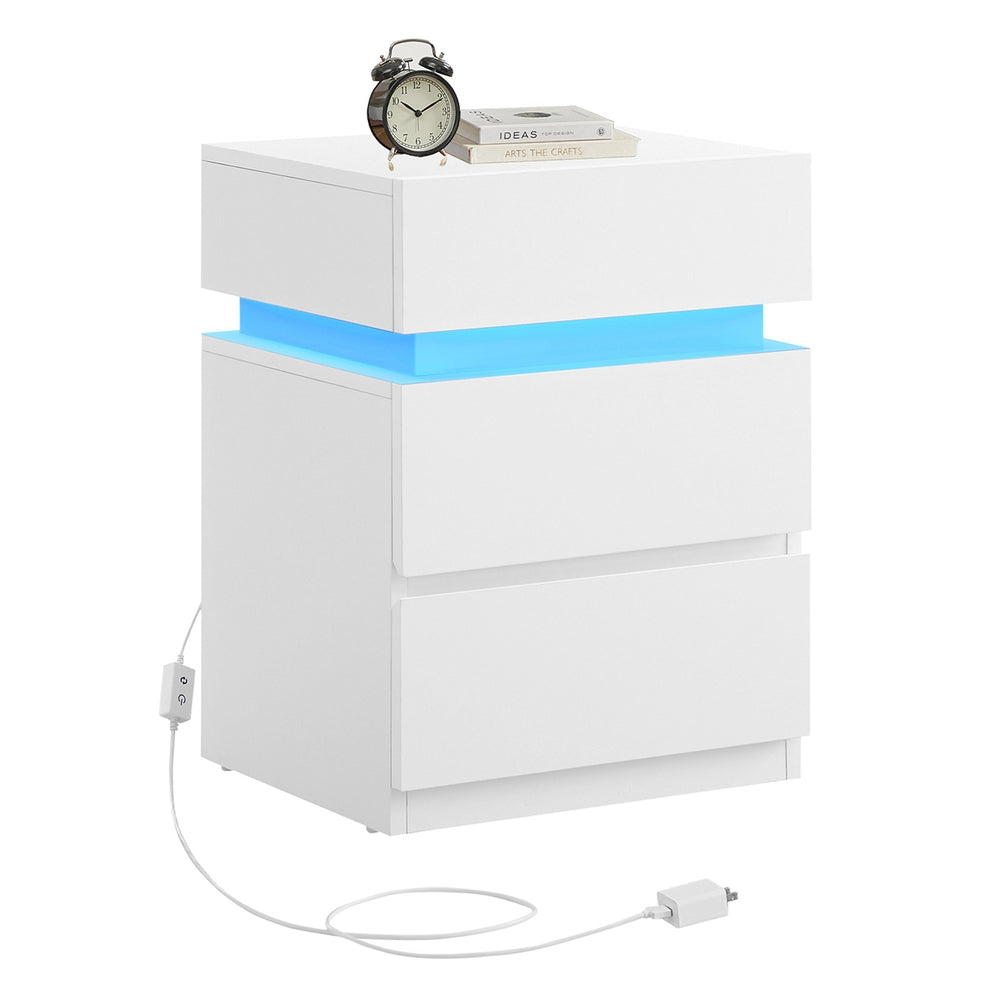 Nightstands with LED Lights, Set of 2 - Cloud White / 1 Pack