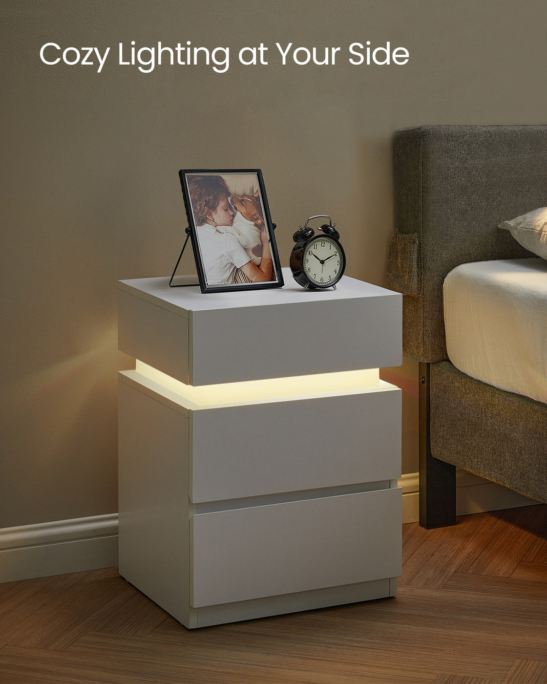 Nightstands with LED Lights, Set of 2