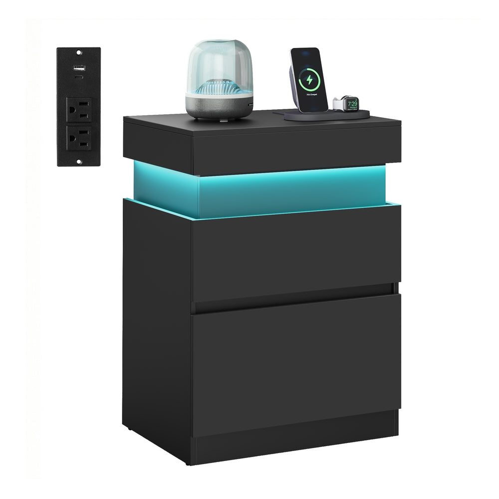 KAILYN Collection - Nightstand with Power Outlets, Sliding Lid