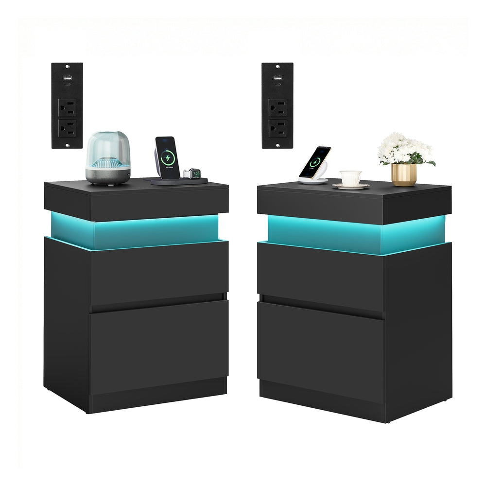 KAILYN Collection - Nightstand with Power Outlets, Sliding Lid