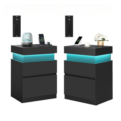 KAILYN Collection - Nightstand with Power Outlets, Sliding Lid