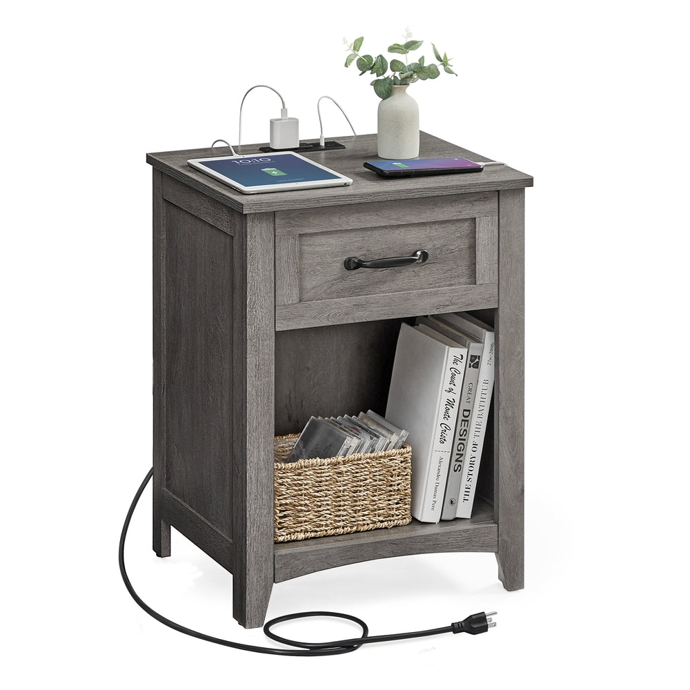 Farmhouse Nightstands with Charging Station, Set of 2 - image 27