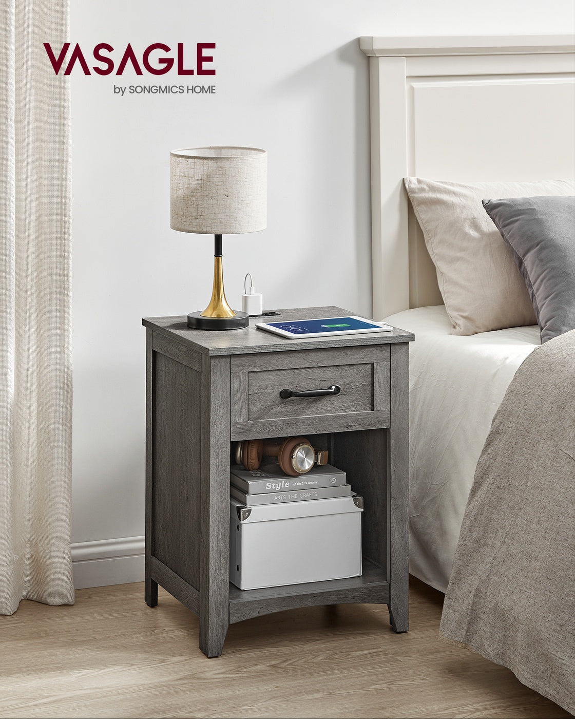 Farmhouse Nightstands with Charging Station, Set of 2 - image 28