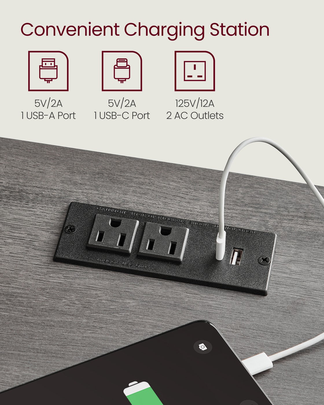 Farmhouse Nightstands with Charging Station, Set of 2 - image 29