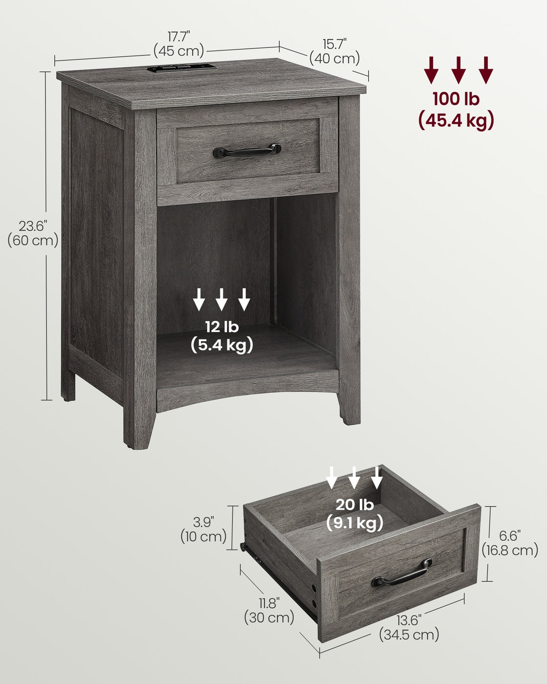 Farmhouse Nightstands with Charging Station, Set of 2 - image 32