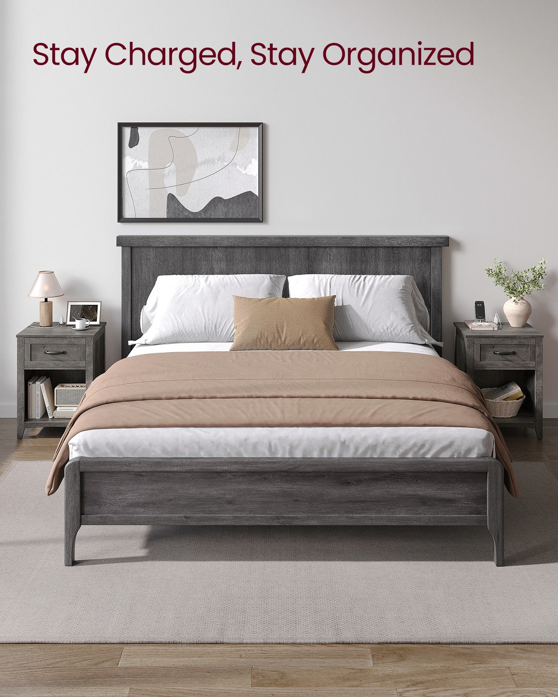 Farmhouse Nightstands with Charging Station, Set of 2 - image 34