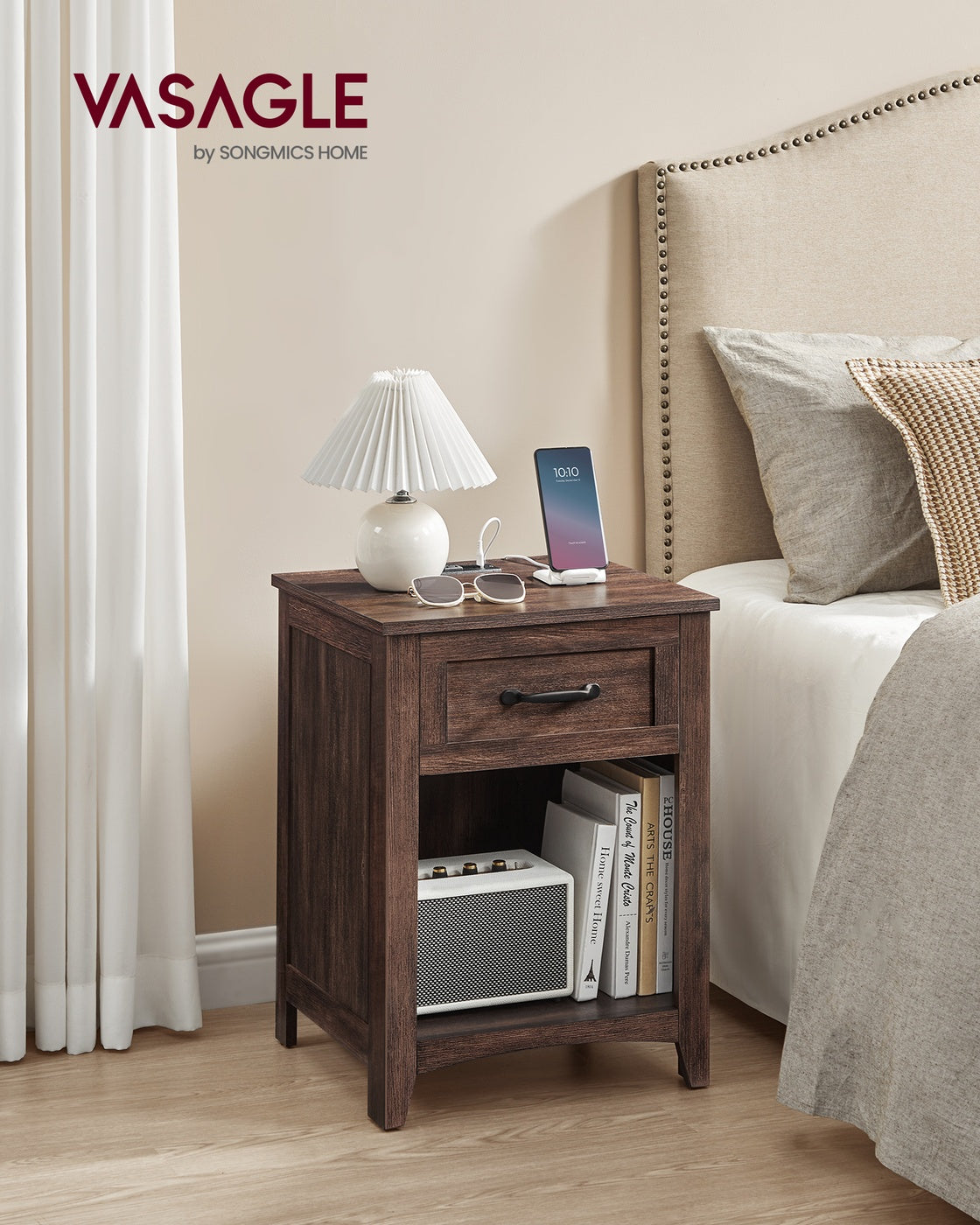 Farmhouse Nightstands with Charging Station, Set of 2 - image 11